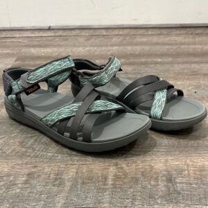 Teva Women’s Sanborn Sandals Size 8 Mint/Gray Adjustable Hiking Outdoor EUC